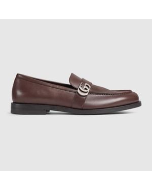 Gucci Loafer With Double G, Leather - Brown