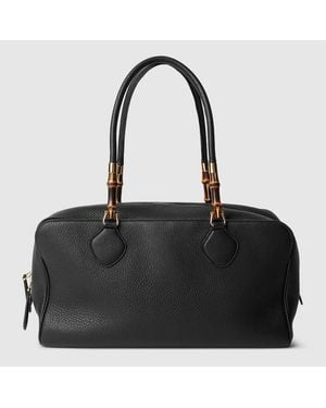 Gucci Large Boston Bag With Bamboo - Black