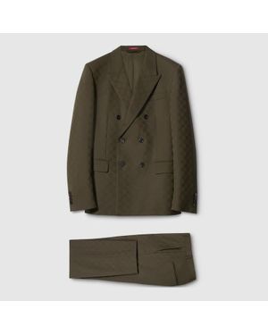 Gucci Gg Wool Jacquard Suit - Green