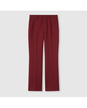Gucci Wool Silk Trousers With Embroidery - Red