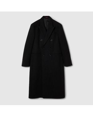 Gucci Batavia Wool Coat With Web - Black
