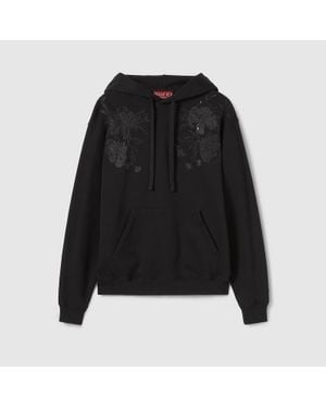 Gucci Sweat-Shirt En Jersey De Coton Avec Broderie, Taille - Noir