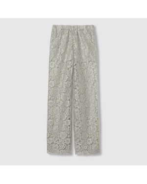 Gucci Pantalon Dentelle Lamée Fleurie, Taille - Gris