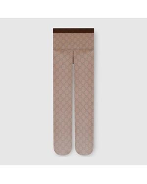 Gucci Strumpfhose Aus Stretch-Nylon Mit Print, Größe - Braun