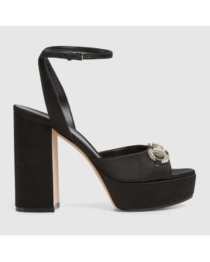 Gucci Sandalo Donna Con Plateau E Morsetto Con Cristalli, Taglia - Nero