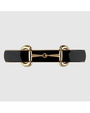 Gucci Horquilla De Pelo Con Horsebit Y Esmalte - Negro