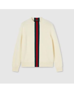 Gucci Knit Wool Jumper With Web Intarsia - White