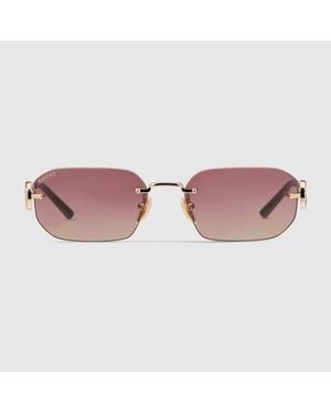 Gucci Rectangular-Frame Sunglasses - Pink