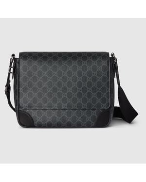 Gucci Gg Emblem Medium Crossbody Bag, Gg Canvas - Black