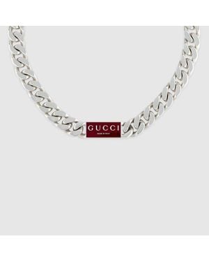 Gucci Trademark Enamel Chain Necklace - Metallic