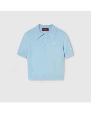 Gucci Wool Cashmere Polo Top - Blue