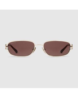 Gucci Rectangular-Frame Sunglasses - Brown