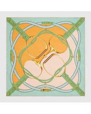 Gucci Pañuelo Cuadrado Jacquard De Seda Estampado - Amarillo