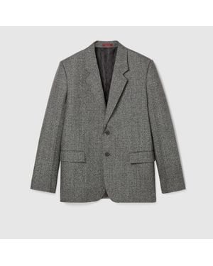 Gucci Veste En Laine Moulinée, Taille - Gris