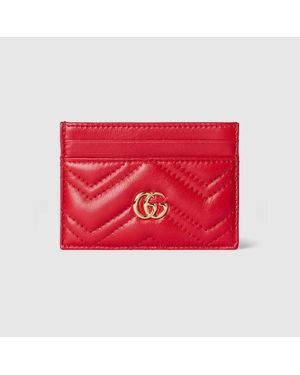 Gucci Gg Marmont Card Case, Leather - Red