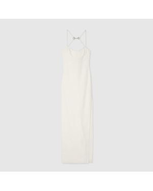 Gucci Long Silk Dress With Crystal Horsebit, Ready-To-Wear - White