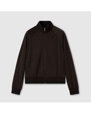 Gucci Gg Jersey Jacquard Zip Jacket - Black