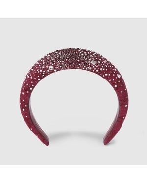 Gucci Gg Canvas Headband With Crystals - Red