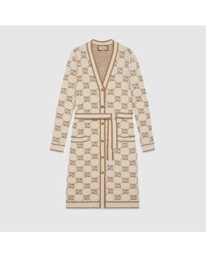 Gucci Cardigan in jacquard di lana GG - Neutro