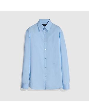 Gucci Piece Dyed Cotton Poplin Shirt, Size 14 - Blue