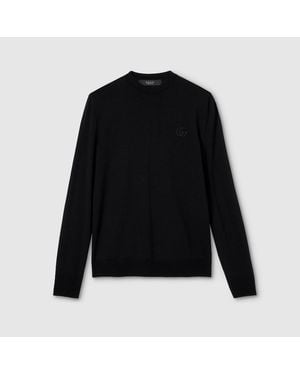 Gucci Knit Wool Jumper With Embroidery - Black