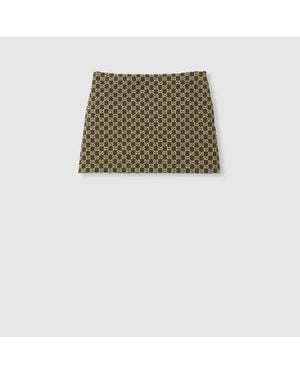 Gucci Minifalda De Rizo De Algodón Con Gg, Talla - Verde