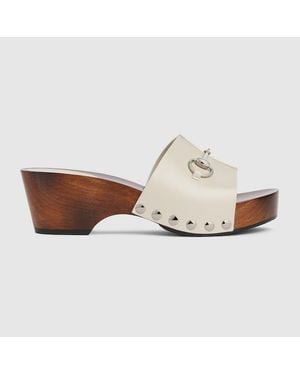 Gucci Platform Clog With Horsebit - White