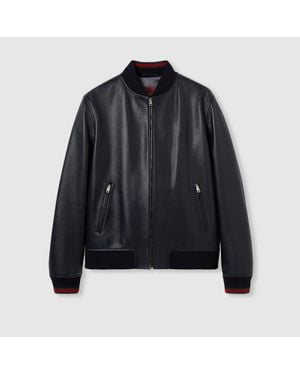 Gucci Nappa Leather Zip Jacket - Black