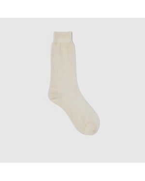 Gucci Gg Knit Silk Cotton Socks, Size L, Fabric - White