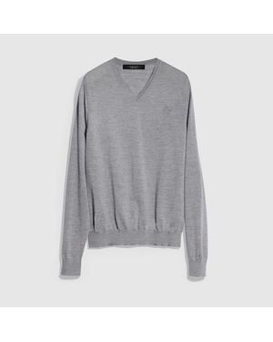 Gucci Jersey De Lana Fina Con Bordado, Talla - Gris