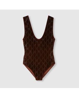 Gucci Body Con Ricamo Gg Di Cristalli, Taglia - Marrone