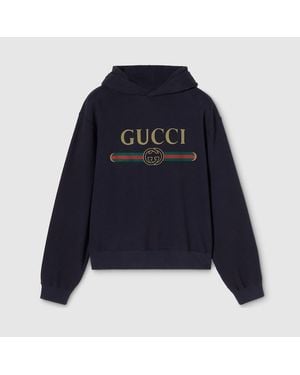 Gucci Cashmere Blend Sweatshirt With Print, Ready-To-Wear - Blue