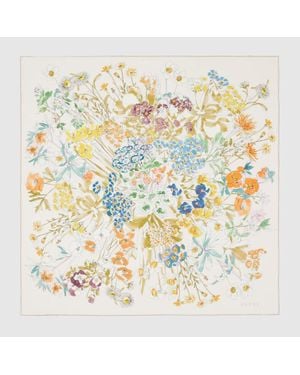 Gucci Printed Silk Carré, Silk - Metallic