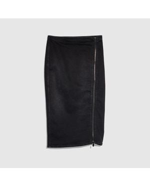 Gucci Stretch Cotton Denim Skirt With Side Opening - Black