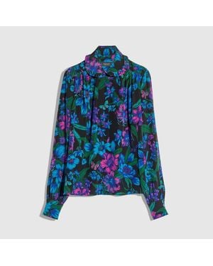 Gucci Printed Silk Crêpe De Chine Shirt, Size 36 It, Ready-To-Wear - Blue