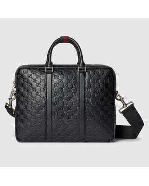 Gucci Gg Emblem Large Briefcase - Black