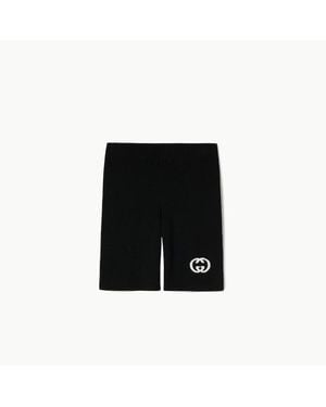 Gucci Ribbed Shorts With Intarsia, Size Xl, Ready-To-Wear - Black