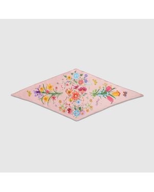Gucci Printed Silk Twill Diamond Scarf, Silk - Pink