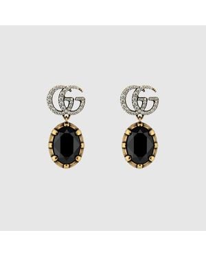 Gucci Gg Marmont Crystal Earrings - Black
