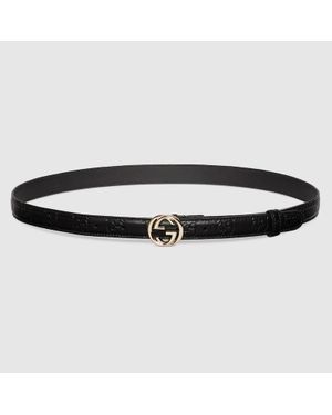 Gucci Cintura Con Fibbia Incrocio Gg, Taglia 105 - Nero