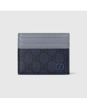 Gucci Dusty Trim Gg Card Case - Blue