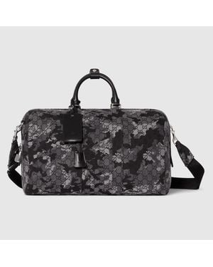 Gucci Bolsa De Viaje De Canvas Gg Tamaño Grande - Negro