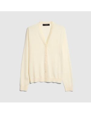 Gucci Fine Wool Cardigan With Embroidery - Natural