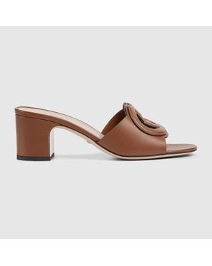 Gucci Slide Sandal With Interlocking G - Brown