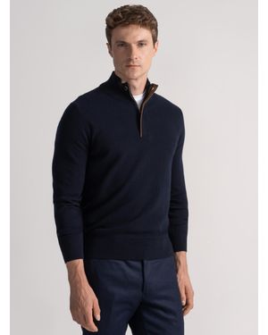 Gutteridge Tricot Demi-Zip En Laine D'Agneau Et Cashmere - Bleu