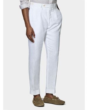 Gutteridge Pantalón De Lino Puro Con Doble Pinza, Talla - Blanco