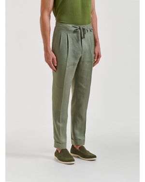 Gutteridge Pantalón De Lino Plisado Y Con Cordón, , , Talla - Verde