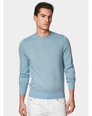 Gutteridge Pullover Mit Rundhalsausschnitt Aus Baumwolle, Seide Und Kaschmir - Blau