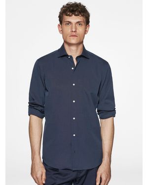 Gutteridge Baumwollhemd Fil A Fil - Blau