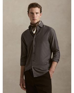 Gutteridge Camisa De Franela De Algodón De Espiga - Marrón